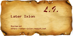 Later Ixion névjegykártya